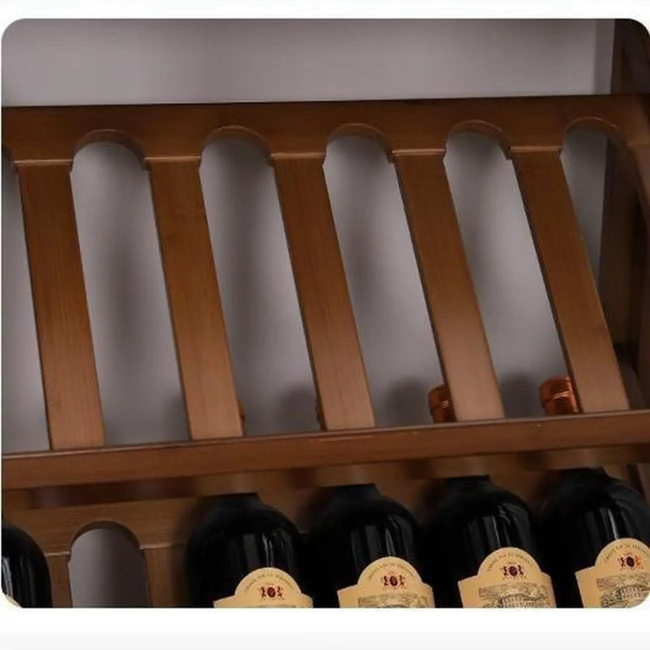 Modern Wooden Wine Rack with Glass Storage Shelves Image - 5 | homeyfad