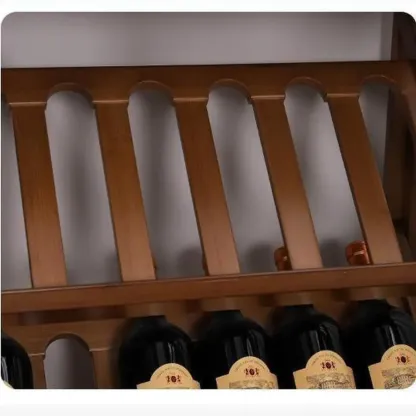Modern Wooden Wine Rack with Glass Storage Shelves Image - 5