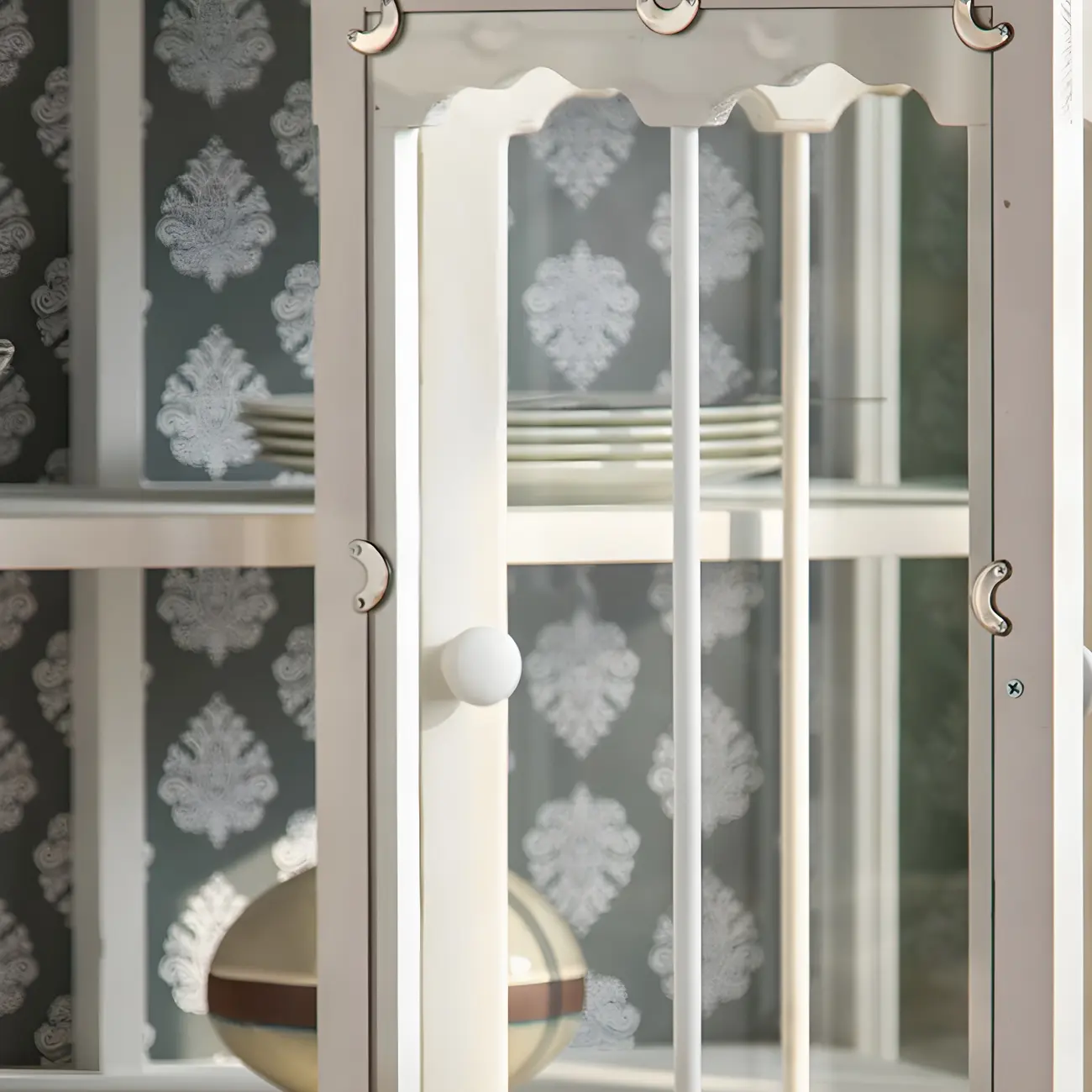 Vintage White Wooden Display Cabinet with Glass Doors for Home Image - 11 | homeyfad