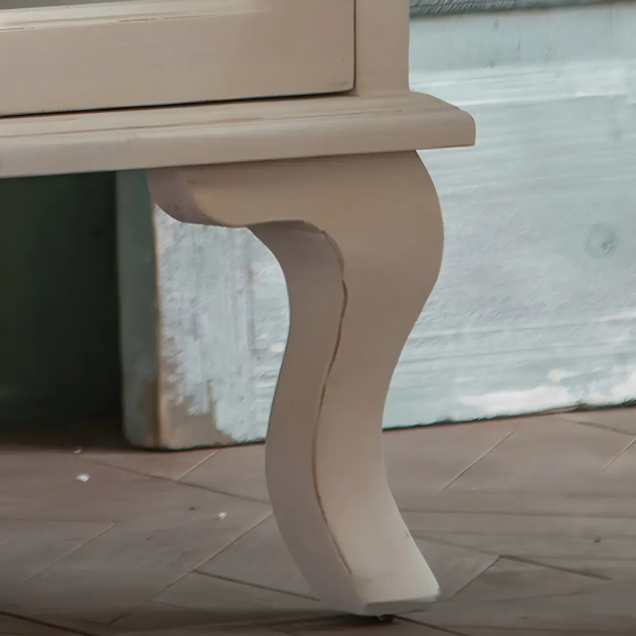 Vintage White Wooden Display Cabinet with Glass Doors for Home Image - 13