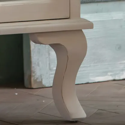 Vintage White Wooden Display Cabinet with Glass Doors for Home Image - 13