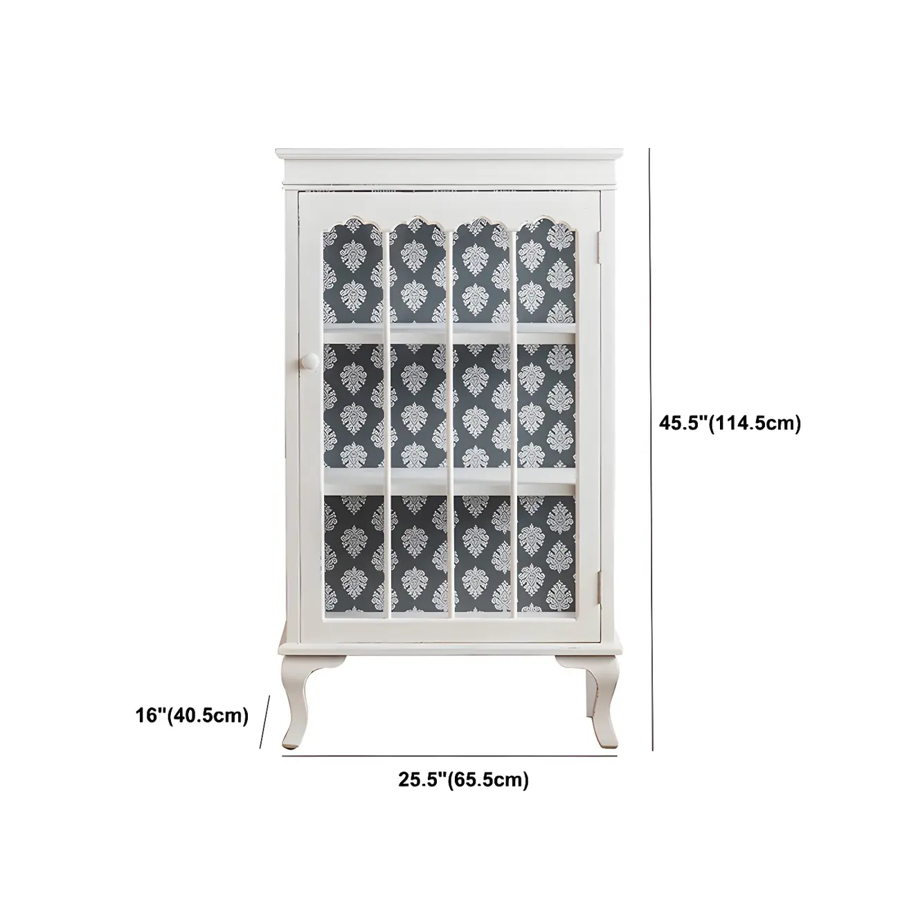 Vintage White Wooden Display Cabinet with Glass Doors for Home #size | homeyfad