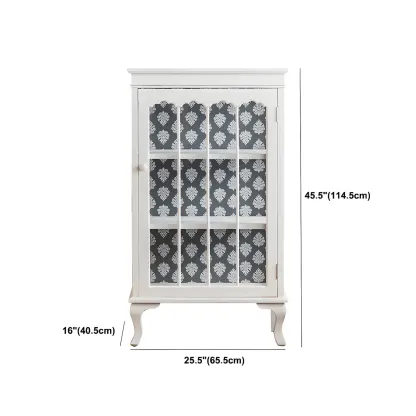 Vintage White Wooden Display Cabinet with Glass Doors for Home #size