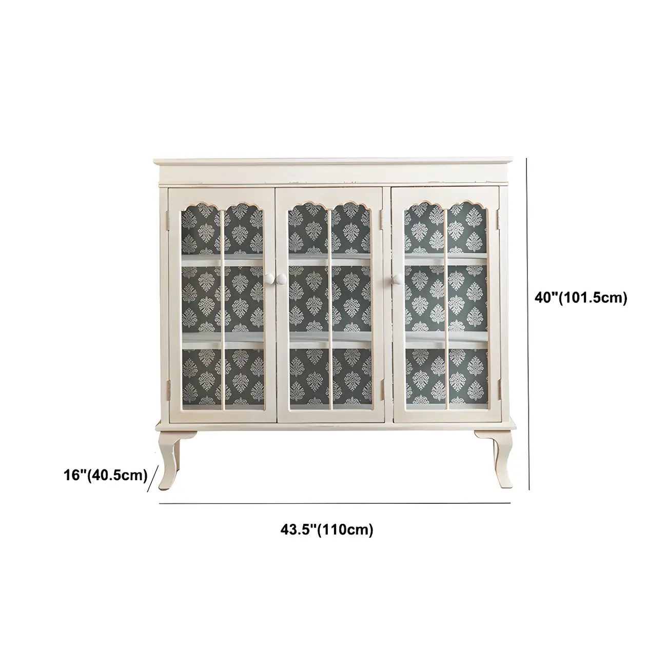 Vintage White Wooden Display Cabinet with Glass Doors for Home Image - 21 | homeyfad