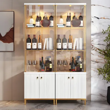 Classic Glass Display Cabinet with Gold Accents for Modern Home Image - 1