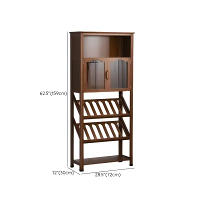 Modern Wooden Wine Rack with Glass Storage Shelves #size