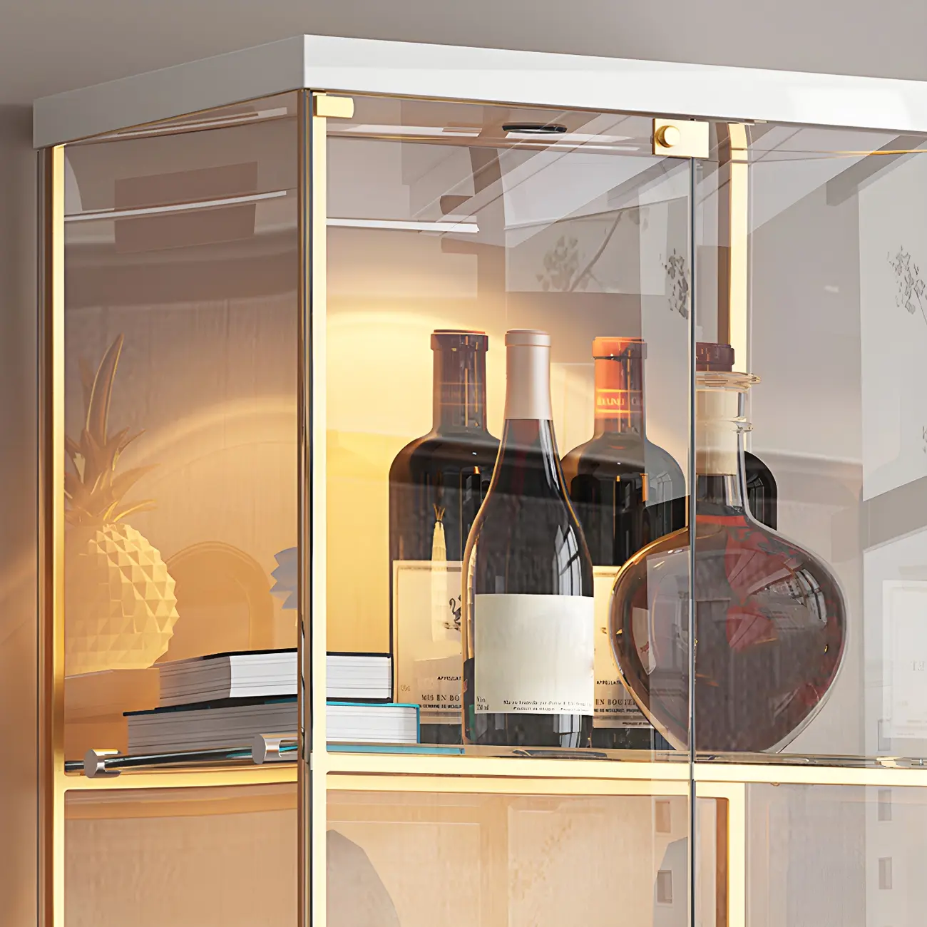 Classic Glass Display Cabinet with Gold Accents for Modern Home Image - 12 | homeyfad