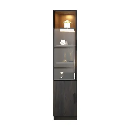 Modern Wooden Display Cabinet with 5-Drawers and Glass Doors Image - 4