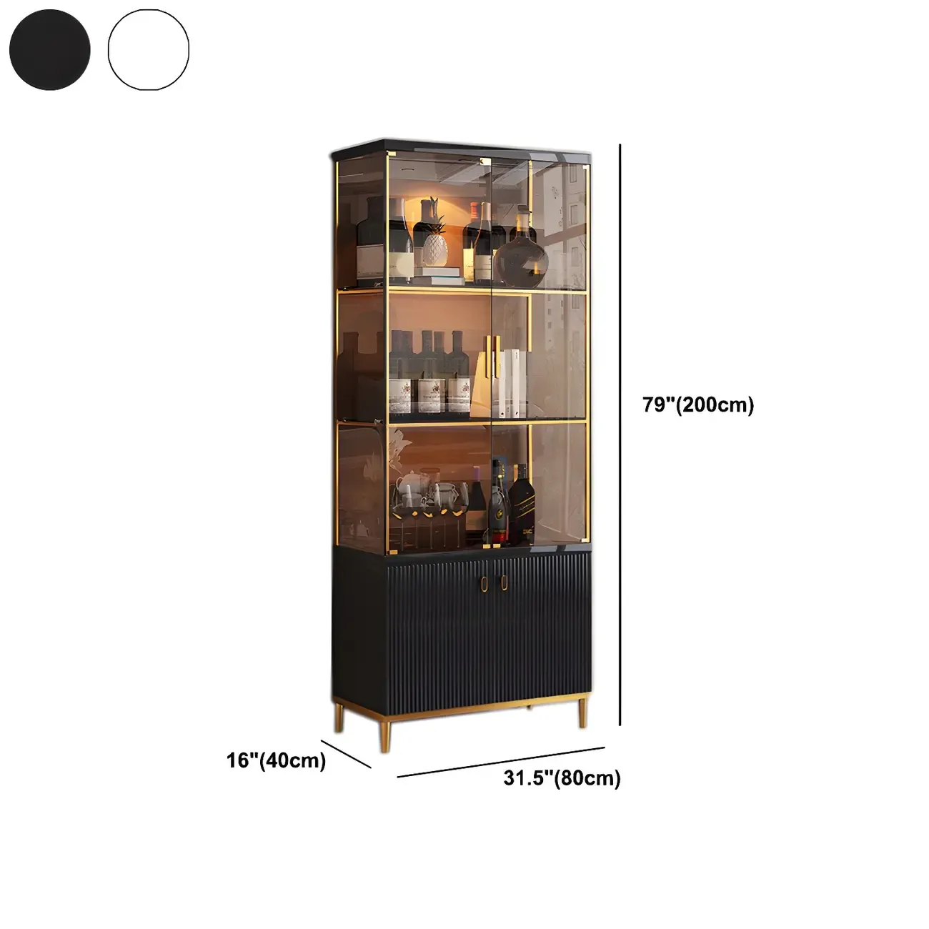 Classic Glass Display Cabinet with Gold Accents for Modern Home Image - 20