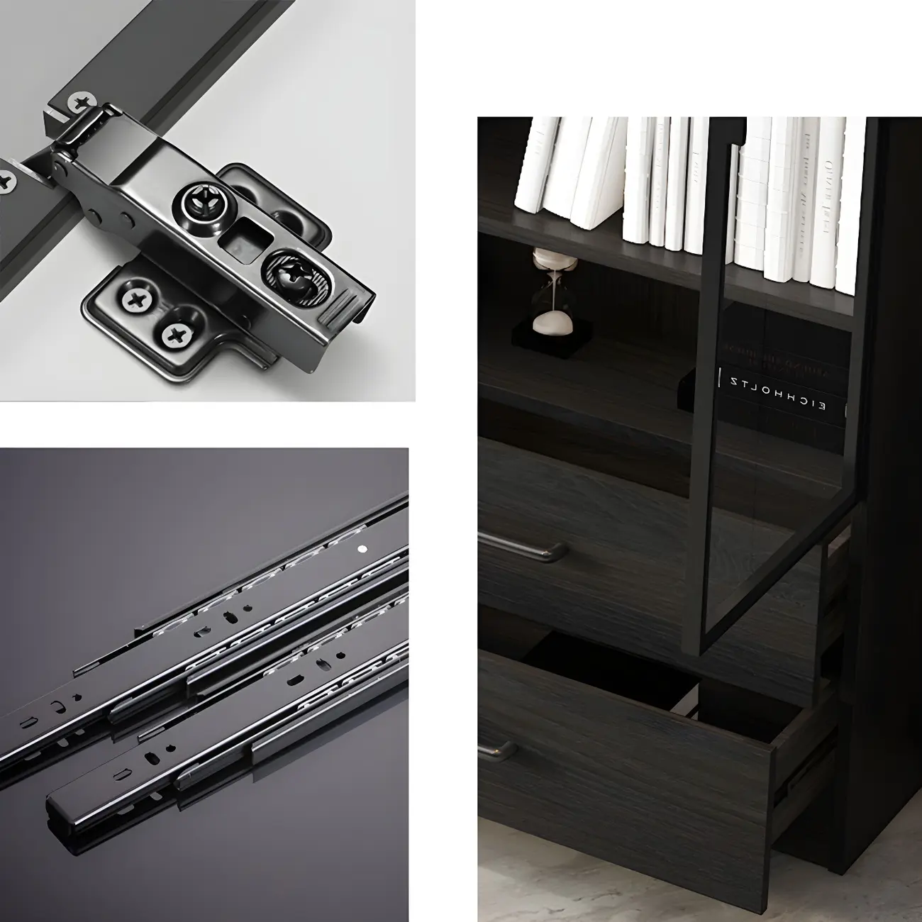 Modern Wooden Display Cabinet with 5-Drawers and Glass Doors Image - 13 | homeyfad