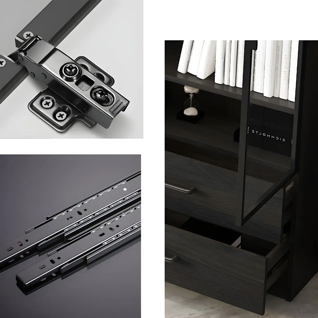 Modern Wooden Display Cabinet with 5-Drawers and Glass Doors Image - 13