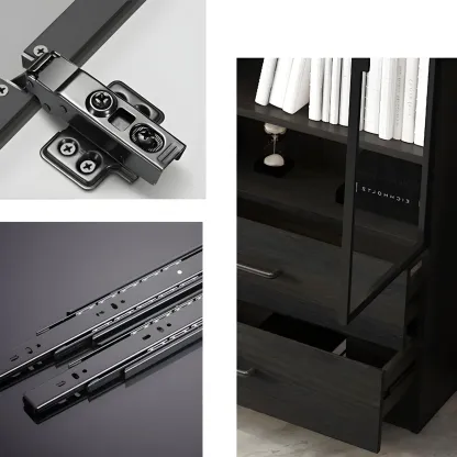 Modern Wooden Display Cabinet with 5-Drawers and Glass Doors Image - 13