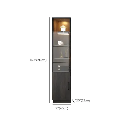 Modern Wooden Display Cabinet with 5-Drawers and Glass Doors #size