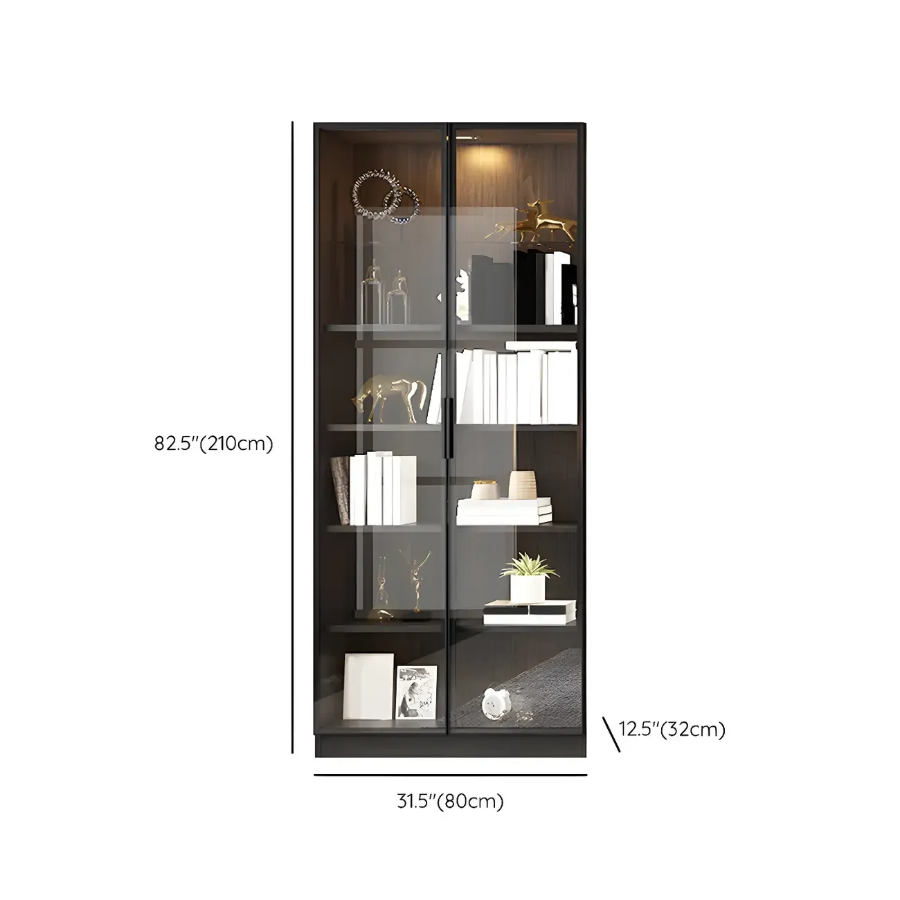 Modern Wooden Display Cabinet with 5-Drawers and Glass Doors Image - 21