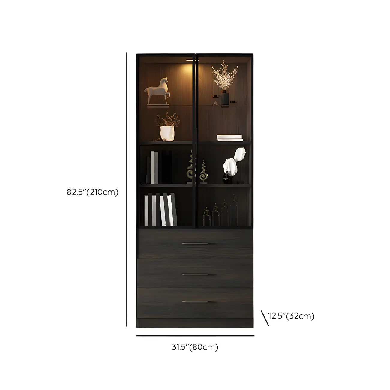 Modern Wooden Display Cabinet with 5-Drawers and Glass Doors Image - 22 | homeyfad