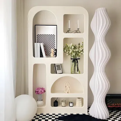 Minimalist White Wooden Open Display Cabinet for Home Decor Image - 1