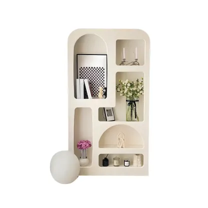 Minimalist White Wooden Open Display Cabinet for Home Decor Image - 4