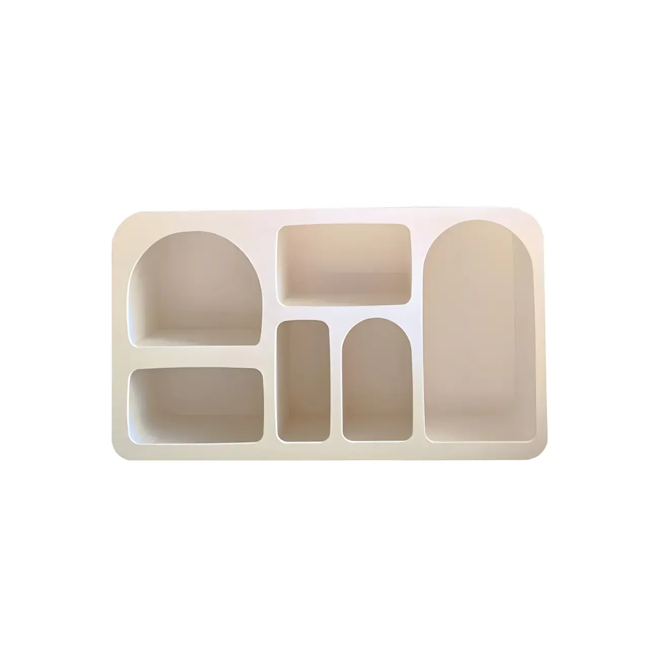 Minimalist White Wooden Open Display Cabinet for Home Decor Image - 5