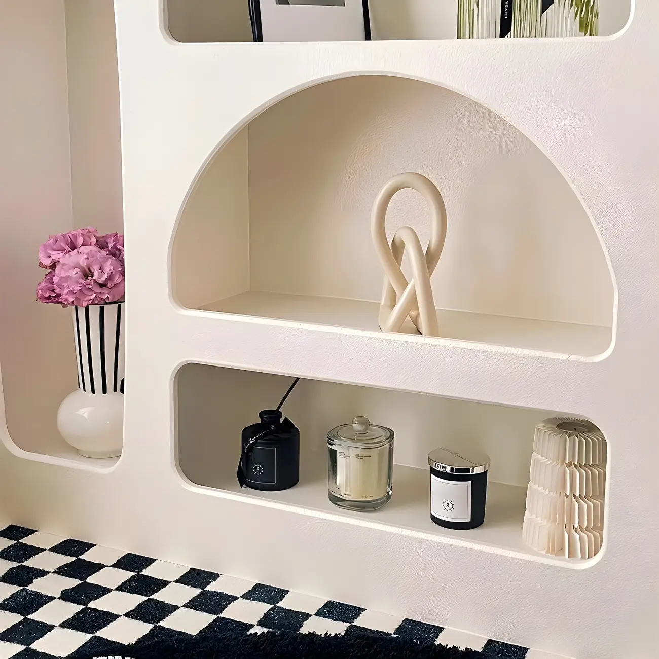 Minimalist White Wooden Open Display Cabinet for Home Decor Image - 8 | homeyfad