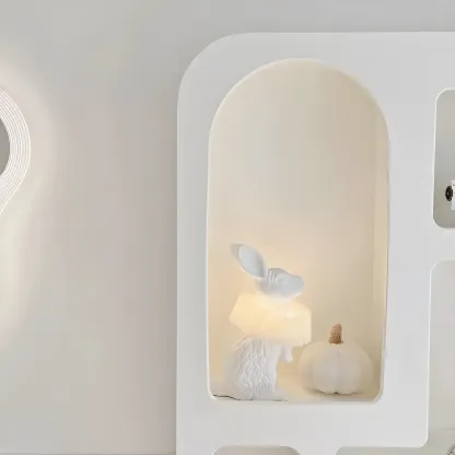 Minimalist White Wooden Open Display Cabinet for Home Decor Image - 9