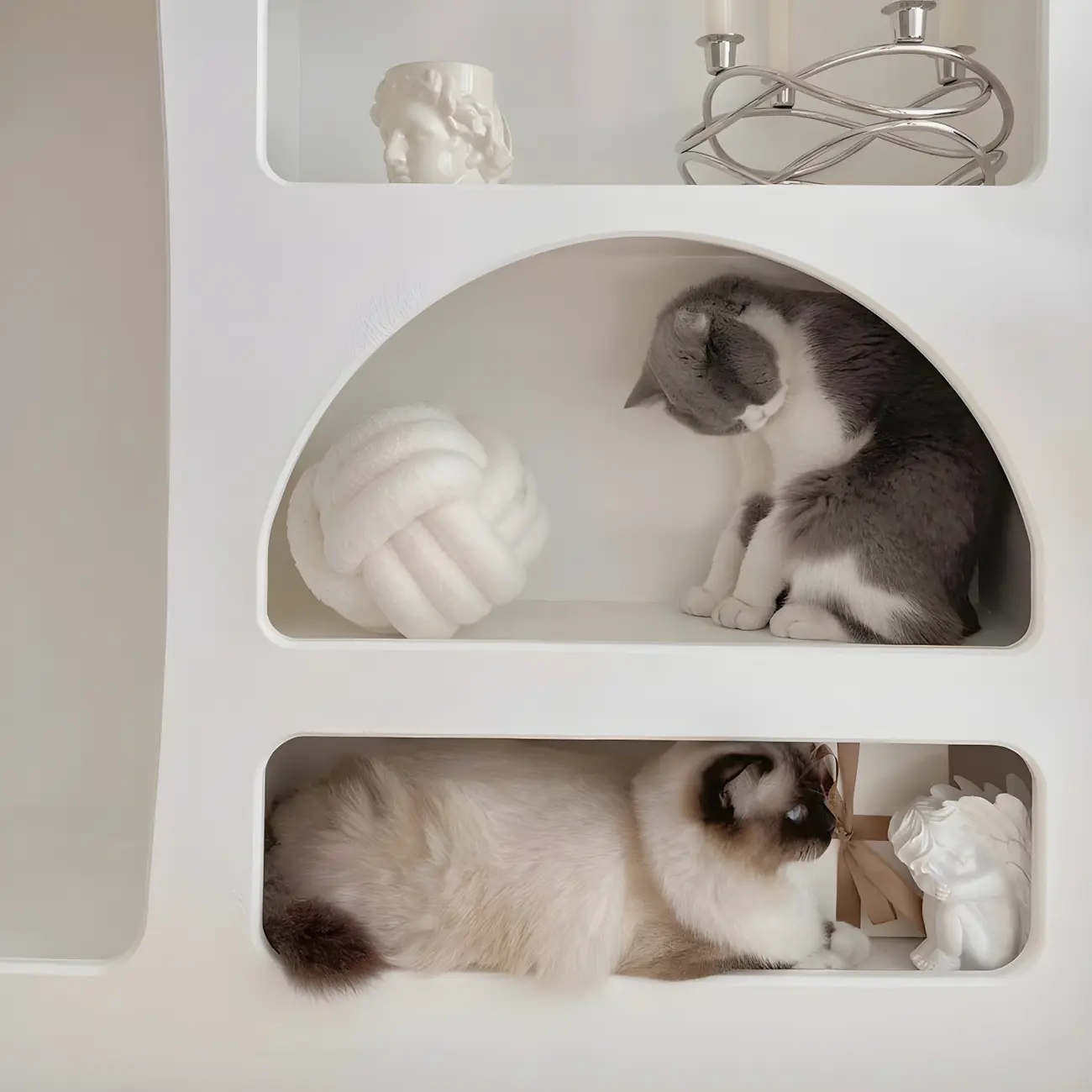 Minimalist White Wooden Open Display Cabinet for Home Decor Image - 10 | homeyfad