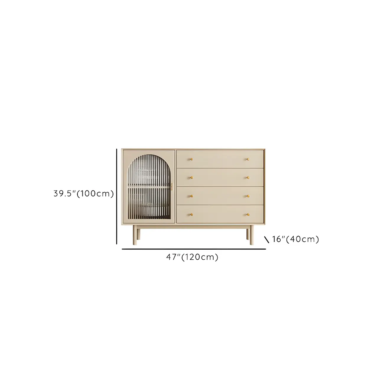 Glam Wooden Display Cabinet with 4-Drawers for Dining Room Image - 9 | homeyfad