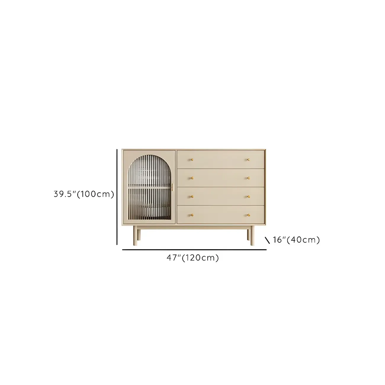 Glam Wooden Display Cabinet with 4-Drawers for Dining Room Image - 9