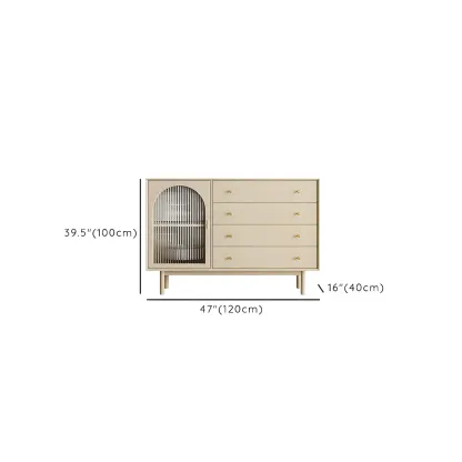Glam Wooden Display Cabinet with 4-Drawers for Dining Room Image - 9