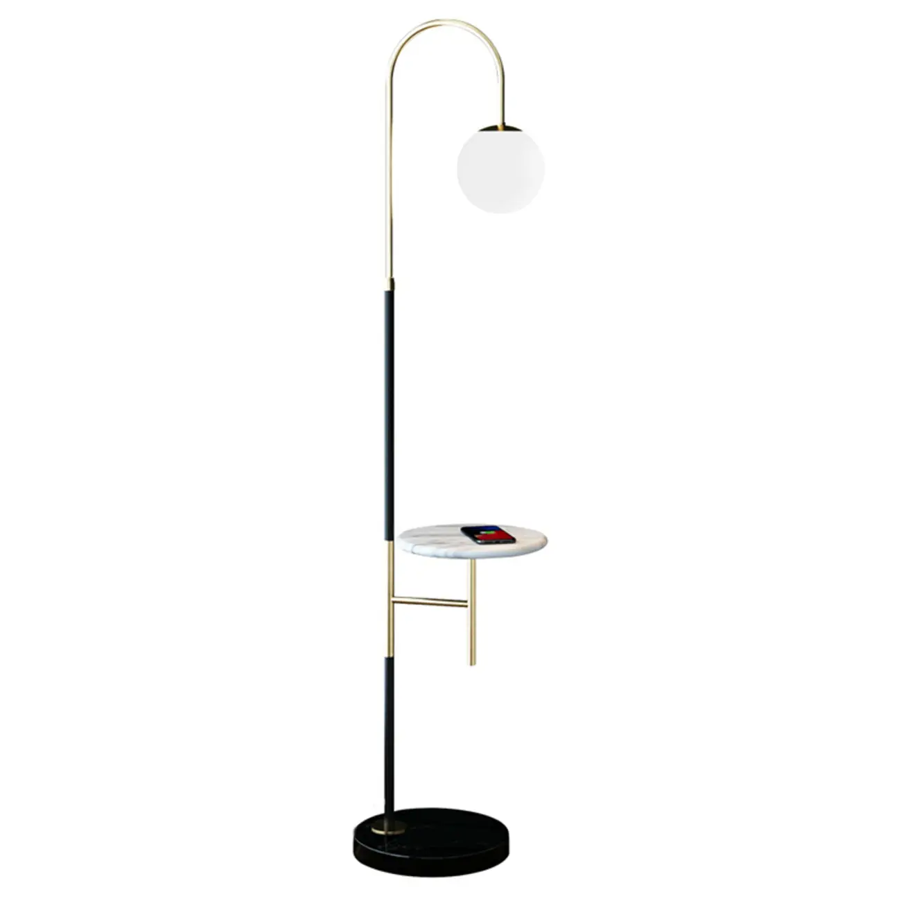 Arc Floor Lamp with Table and Globe Glass Shade for Living Room Image - 5 | homeyfad