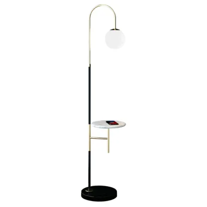 Arc Floor Lamp with Table and Globe Glass Shade for Living Room Image - 5
