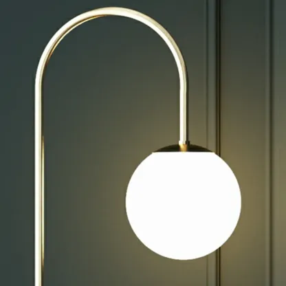 Arc Floor Lamp with Table and Globe Glass Shade for Living Room Image - 10