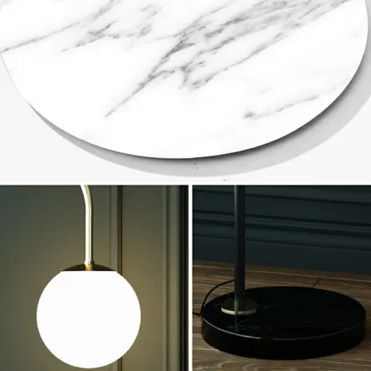 Arc Floor Lamp with Table and Globe Glass Shade for Living Room Image - 12