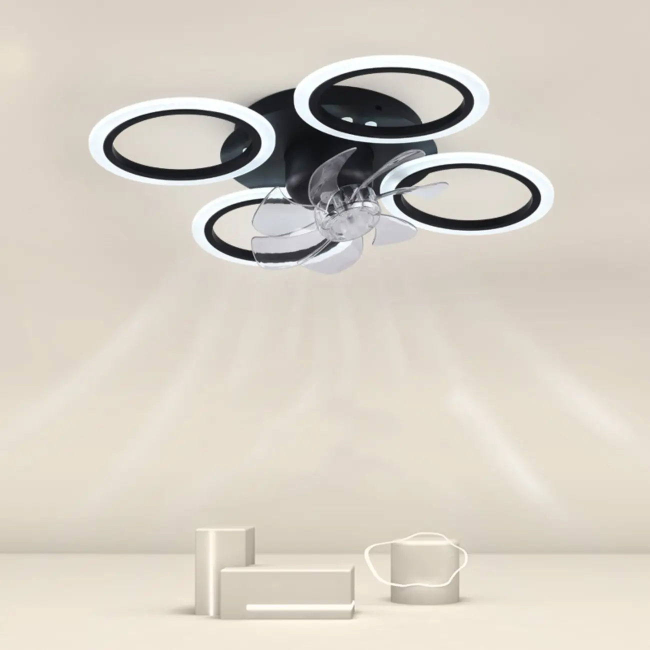 3-Blade Flushmount LED Ceiling Fan with Lights and Remote Image - 1 | homeyfad