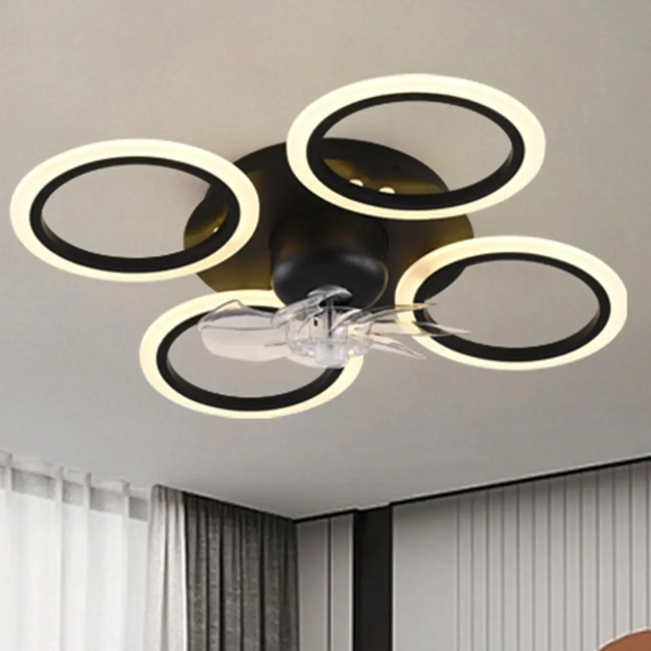 3-Blade Flushmount LED Ceiling Fan with Lights and Remote Image - 2 | homeyfad
