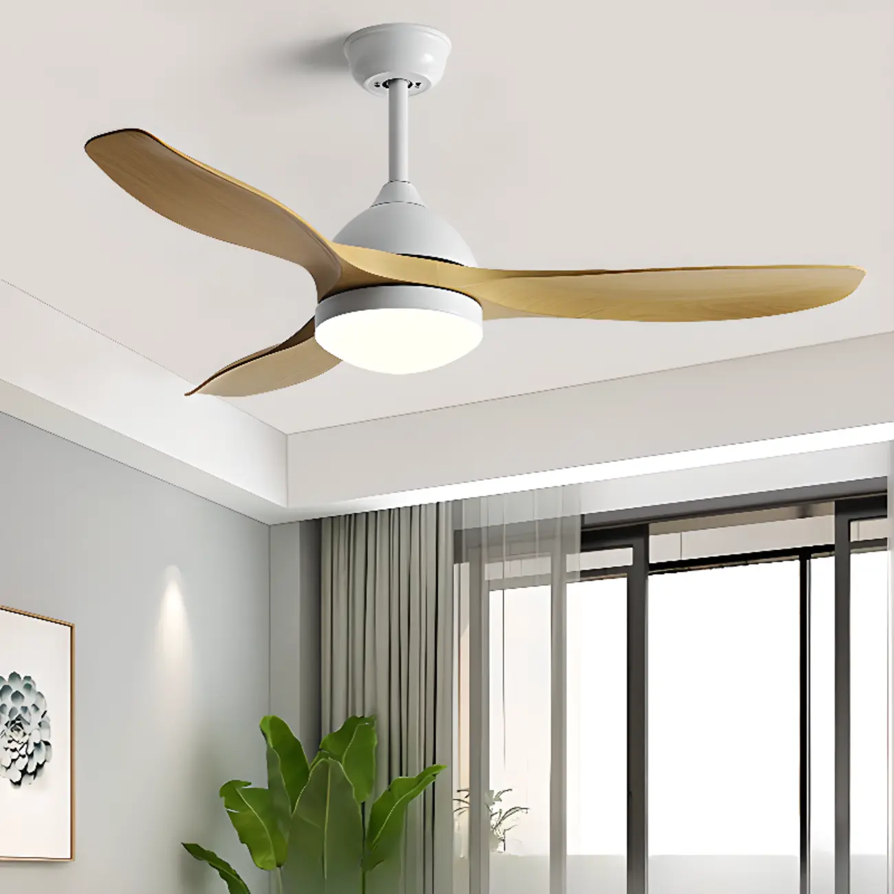 3-Blade Dimmable Smart Ceiling Fan with LED Light and Remote  Image - 1 | homeyfad