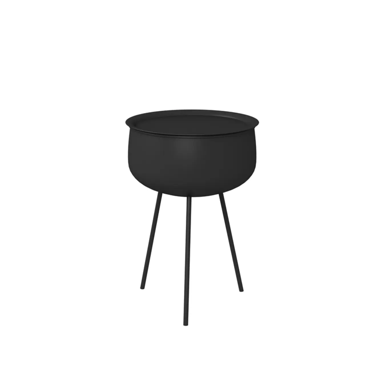 Black Modern Round Iron Nightstand with Inside Storage Image - 2 | homeyfad