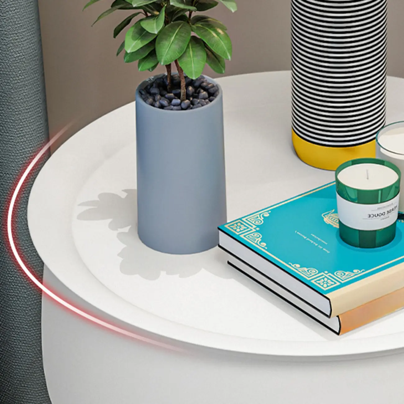 Black Modern Round Iron Nightstand with Inside Storage Image - 8 | homeyfad