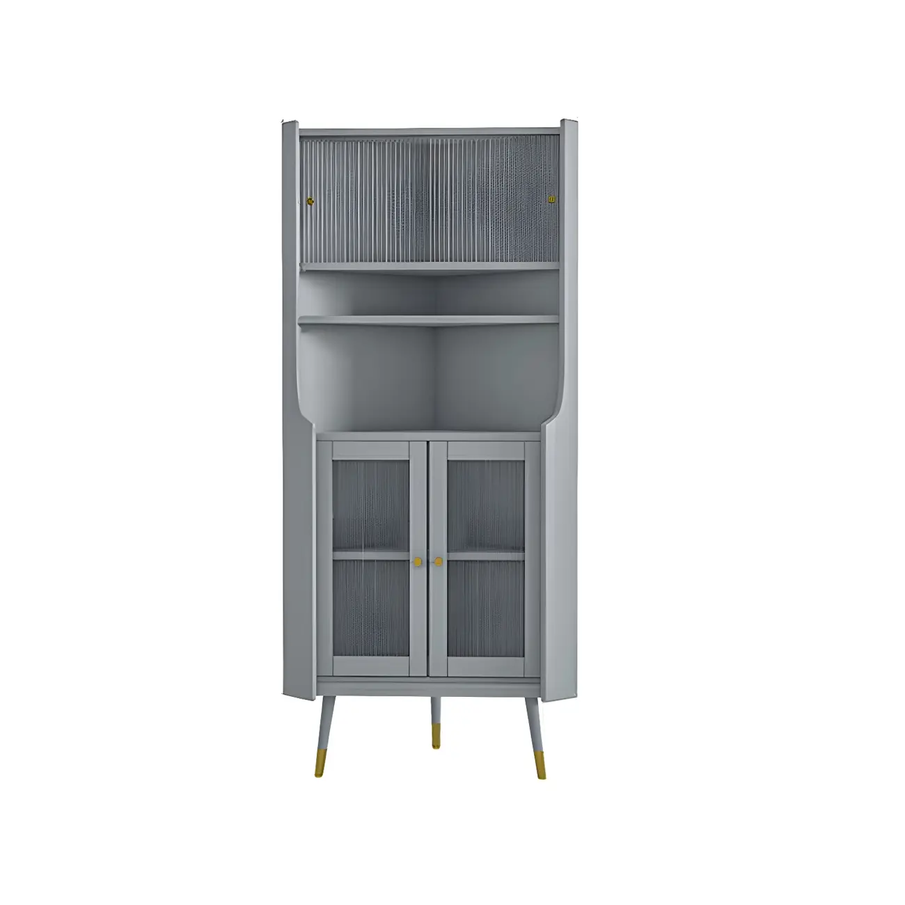 Classic Wooden Corner Display Cabinet with Glass Doors Image - 5 | homeyfad