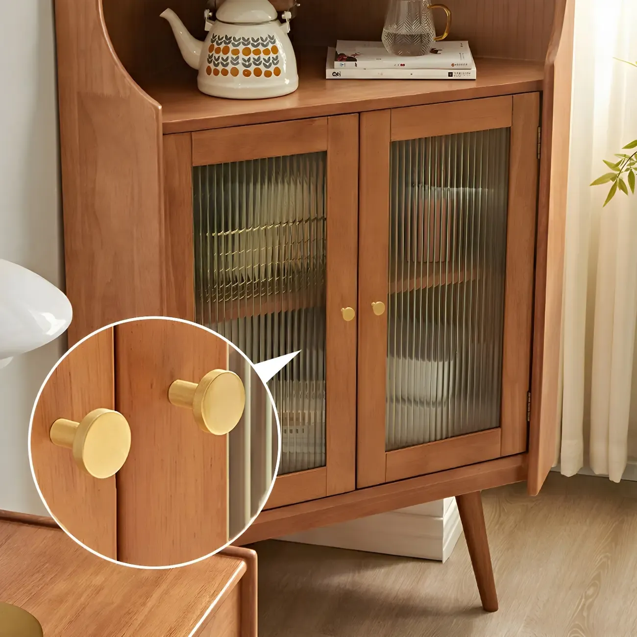 Classic Wooden Corner Display Cabinet with Glass Doors Image - 9