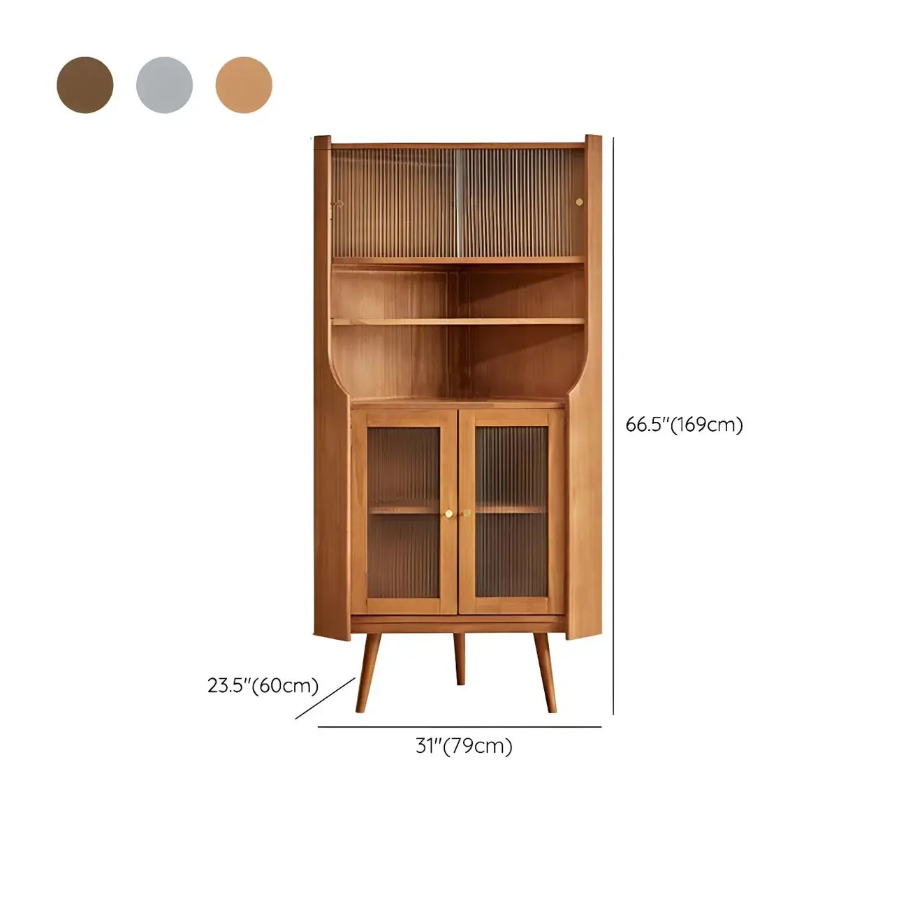 Classic Wooden Corner Display Cabinet with Glass Doors Image - 14