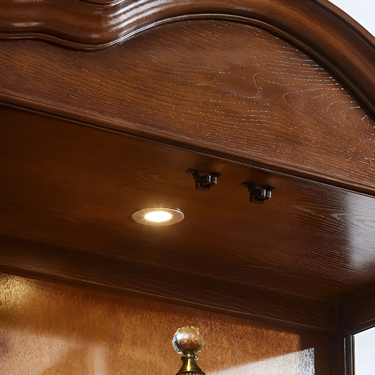 Vintage Wooden Curio Cabinet with Glass Doors for Home Decor Image - 6 | homeyfad