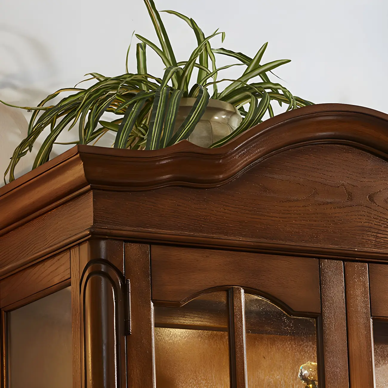 Vintage Wooden Curio Cabinet with Glass Doors for Home Decor Image - 8 | homeyfad