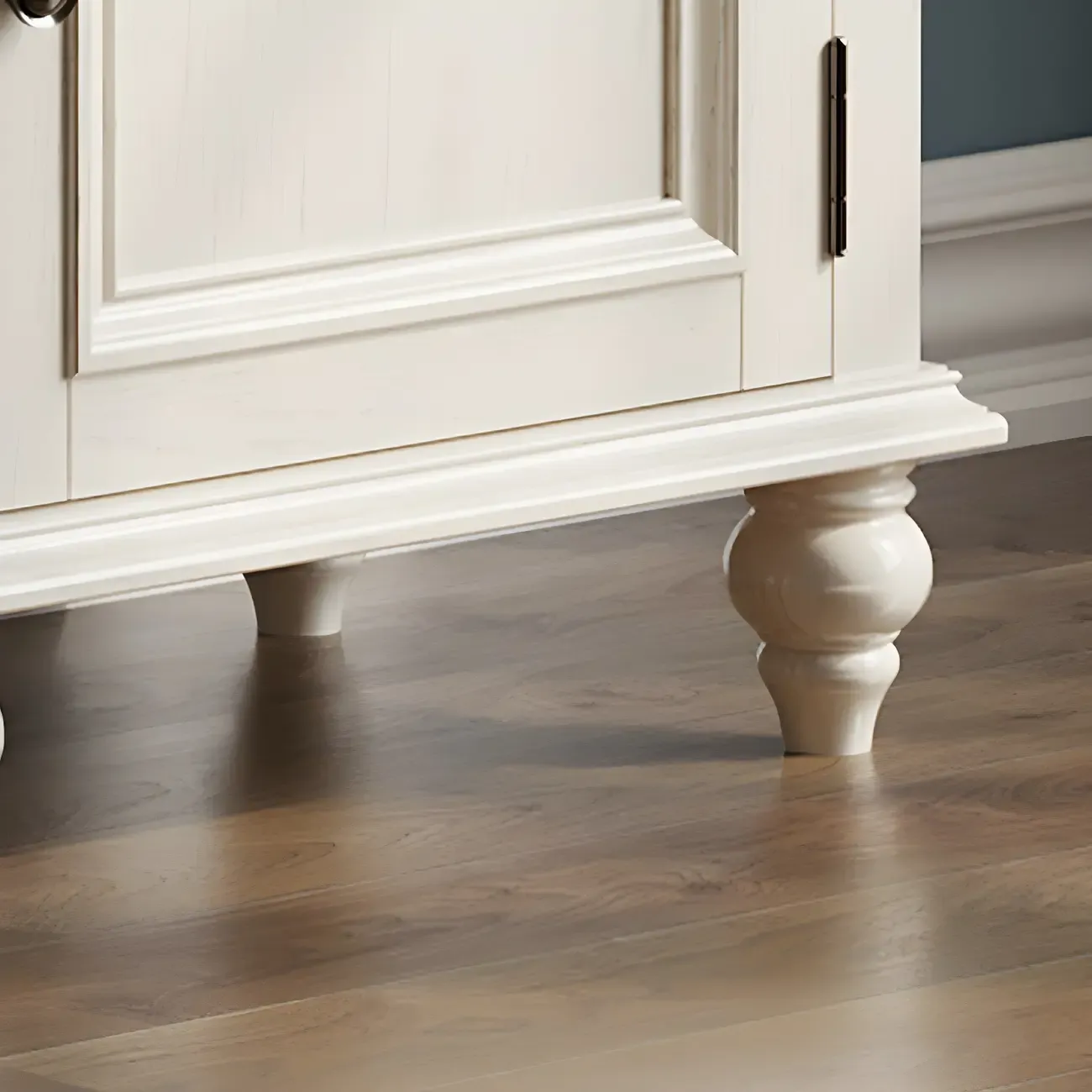 Elegant White Wooden Tall Cabinet with Glass Doors for Home Image - 8