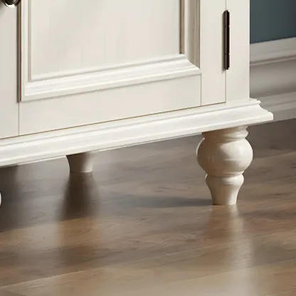 Elegant White Wooden Tall Cabinet with Glass Doors for Home Image - 8