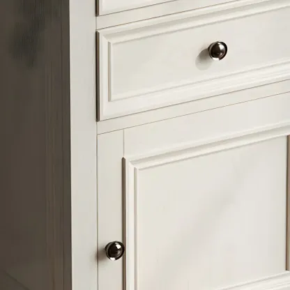 Elegant White Wooden Tall Cabinet with Glass Doors for Home Image - 10