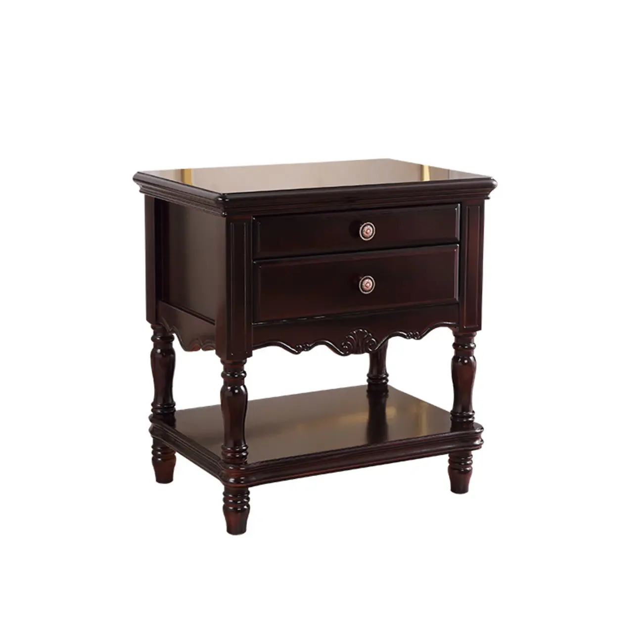 Traditional Nightstand with 1 Shelf Open Storage and 2 Drawers Image - 3 | homeyfad