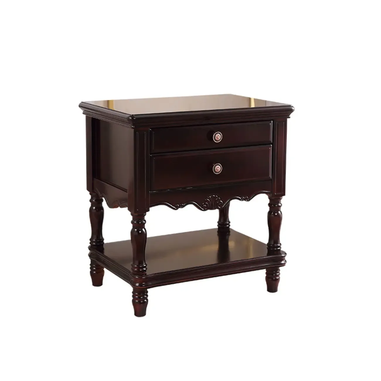 Traditional Nightstand with 1 Shelf Open Storage and 2 Drawers Image - 3