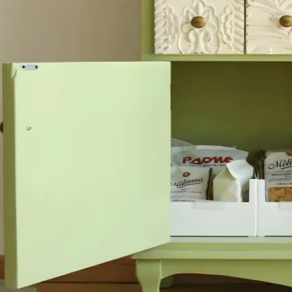 Rustic Green Wooden Display Cabinet with Storage for Kitchen Image - 8