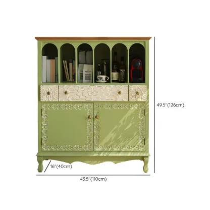 Rustic Green Wooden Display Cabinet with Storage for Kitchen #size