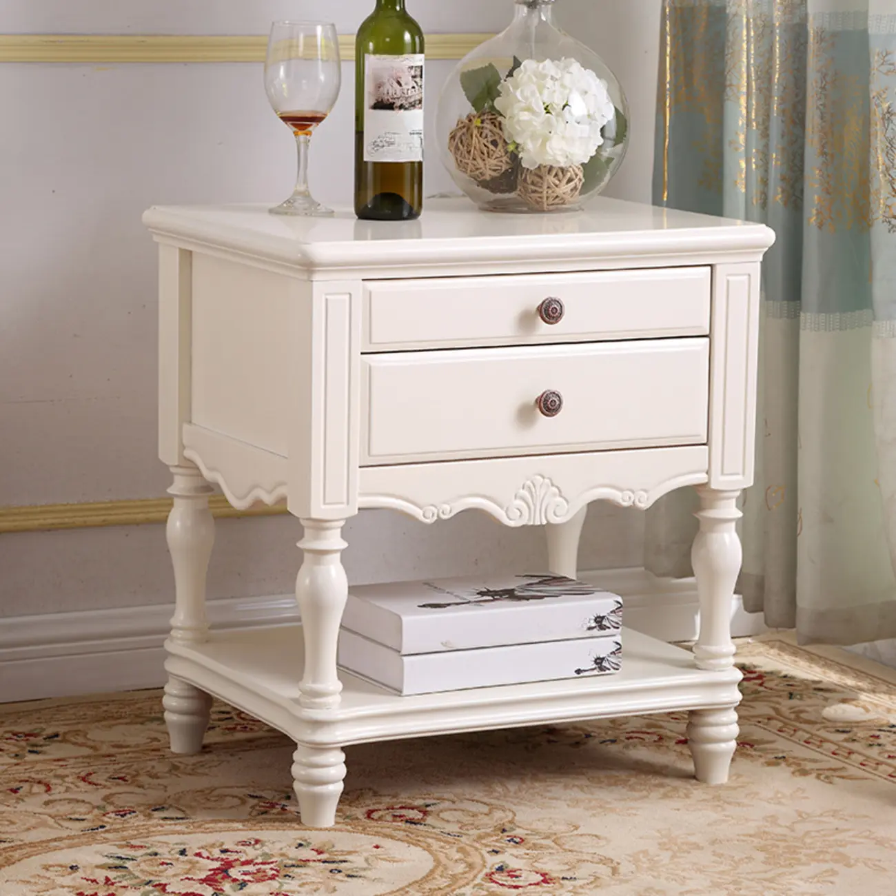 Traditional Nightstand with 1 Shelf Open Storage and 2 Drawers Image - 5 | homeyfad